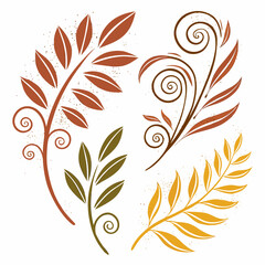 Obraz premium Autumnal botanical swirls and leaves branches
