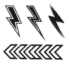Black lightning bolts and chevron pattern icons symbol graphic