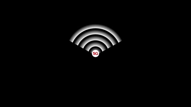 network wi fi radio wave concept on solid background. radio waves royal white color animation. Radio wave signal technology animation. 5G