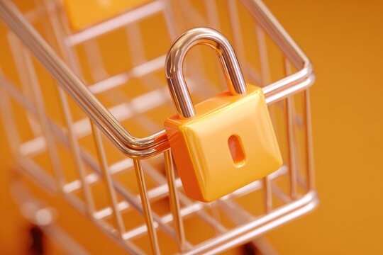 Orange shopping cart locked