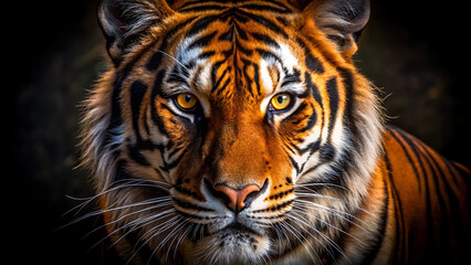 Fototapeta premium dramatic close up portrait of tiger face