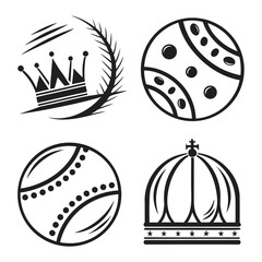 Black crowns and circular emblems white