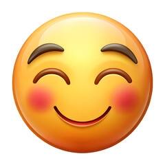 Fototapeta premium Yellow 3D smiley face icon, a happy cartoon vector illustration of a joyful character expressing positive emotion