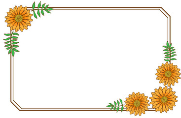 マリーゴールド(キンセンカ)のイラストとカードフレーム