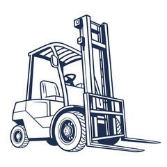 Dark blue forklift illustration on white background industrial vehicle heavy machinery