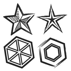 Bold abstract geometric shapes stars hexagons