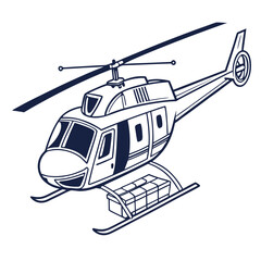 Dark blue helicopter with cargo on white background transport aviation