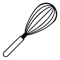Balloon whisk for mixing and whisking line art vector icon  on white background