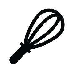 Minimalist Balloon Whisk Silhouette Vector Icon - Flat Kitchen Utensil for Mixing