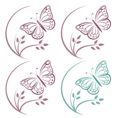 Delicate butterfly designs with floral accents in purple and teal botanical nature