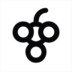 Flat Icon of Grape Bunch with Leaf on White Background for Food Apps and Websites