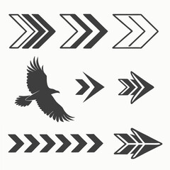 Eagle and chevron arrow icons bird flight