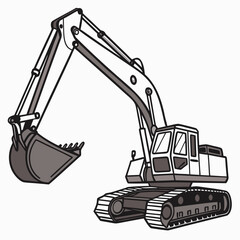 Excavator machine with bucket and tracks construction heavy machinery