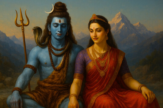 Shiva and Parvati Seated Together &ndash; Calm and Sacred Devotion