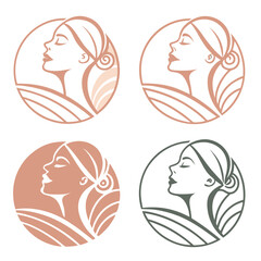 Elegant female profile icons beauty salon