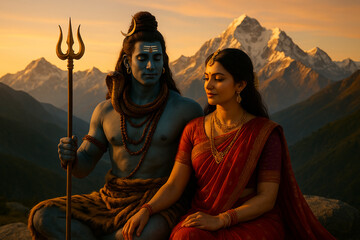 Shiva and Parvati in the Himalayas