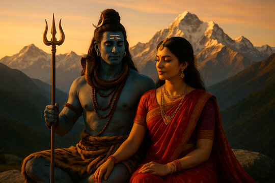 Shiva and Parvati in the Himalayas
