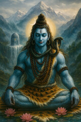 Lord Shiva in Deep Himalayan Meditation
