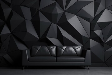 minimalistic design Polygon 3D Wall Wallpaper with Black Futuristic Surface.