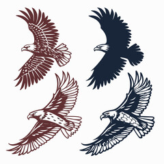 Flying eagles in dark red and navy blue bird wings