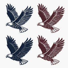 Flying eagles dark blue and maroon bird wings