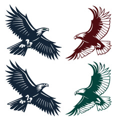 Four eagles in flight falcon bird