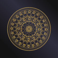 Intricate golden mandala design on dark background