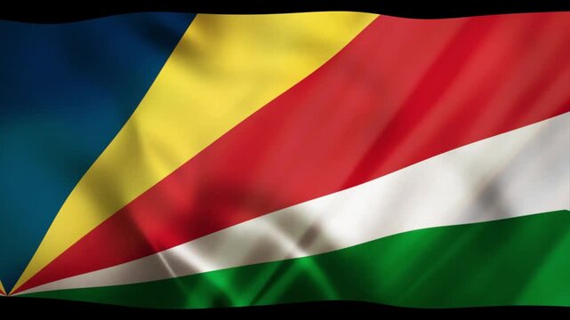 The fluttering national flag of Seychelles is a symbol of the country fluttering in the wind.