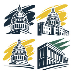 Government building dome and columns art architecture illustration © RABBY MIA