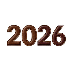 2026 Stitched Leather Number Typography with Realistic Sewing Effect