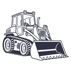 Naklejka premium Heavy machinery loader with large bucket and tracks construction equipment industrial vehicle