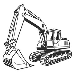 Fototapeta premium Heavy excavator machine with bucket construction vehicle