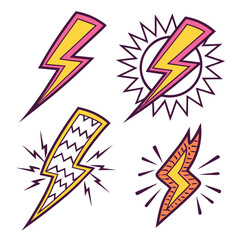Jagged Lightning Bolt Icons Yellow Pink Orange symbol energy