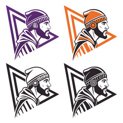 Man profile headwear geometric shapes triangle