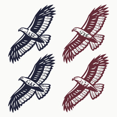 Majestic eagles soaring with textured wings falcon hawk