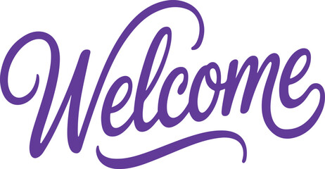 Purple welcome lettering script calligraphy