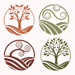 Organic Trees and Swirls Nature Symbols leaf