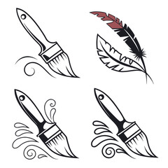 Paintbrush and Feather Icons drawing