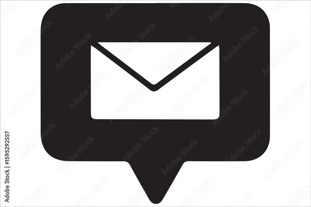 Fototapete black envelope icon one new message notification symbol digital communication interface element