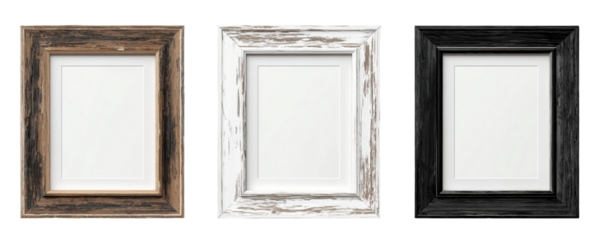 Art Photo Blank Frame Mockup Bundle A4 and A3 Sizes on Transparent Background

