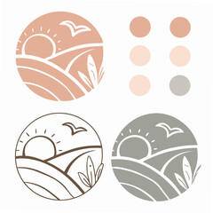 Rolling Hills Sunrise Landscape with Bird nature