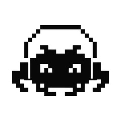 Obraz premium Pixelated alien head with headphones silhouette isolated on white background