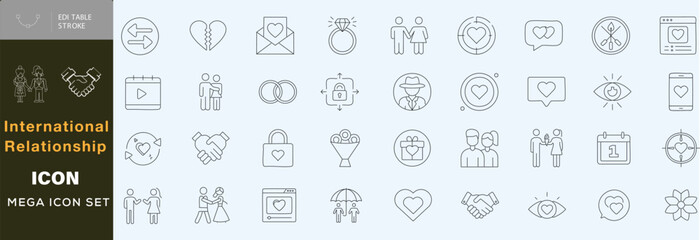  Handdrawn international relationship icon set