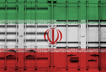 Shipping container with Iranian national flag overlay