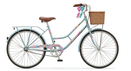 Fototapeta premium Vintage style teal bicycle with basket