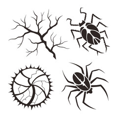 Spooky creatures and bare branches art spider insect