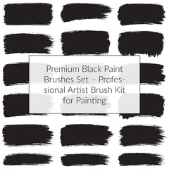 Premium Black brush stroke banner template collection Professional Artist Brush Kit for Painting