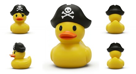 Fototapeta premium Yellow rubber duck in pirate hat isolated product image