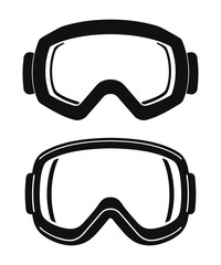 Pair of black silhouette ski goggles vector illustration