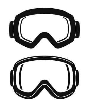Pair of black silhouette ski goggles vector illustration